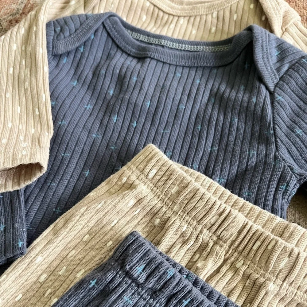 Cloud Island Baby Outfit Set in Blue and Tan - Picture 2 of 2